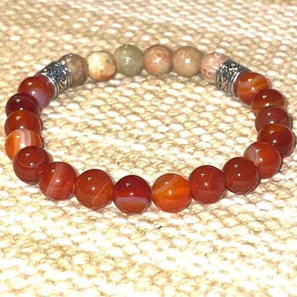 2/$30 Carnelian Soapstone Handmade Healing Stretchy Bracelets 7 1/2" - Picture 3 of 6